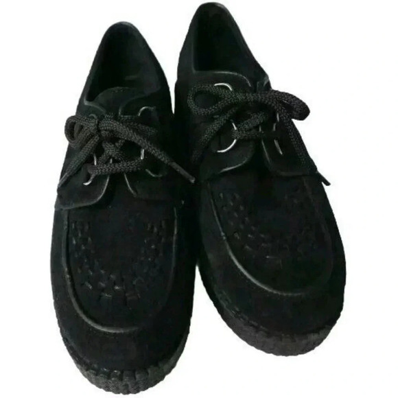 Underground Suede Shoes Creepers Black Platform Lace Up Size  Underground Suede Shoes Creepers Black Platform Lace Up Size 6 Women\'s